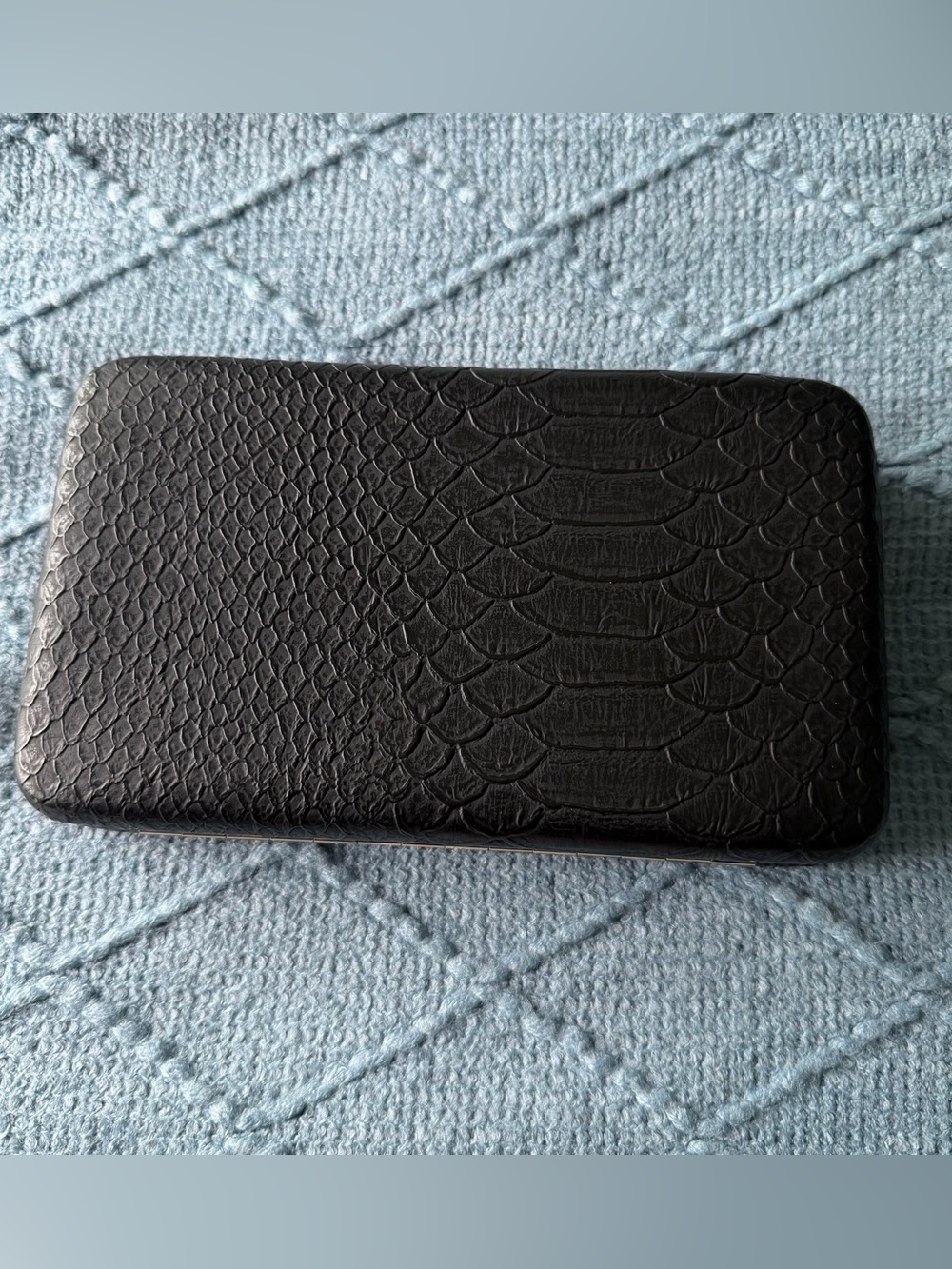 Black Textured Snake-Embossed clutch